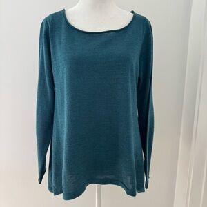 Eileen Fisher Ballet Neck Merino Wool Sweater Women’s Small Lightweight